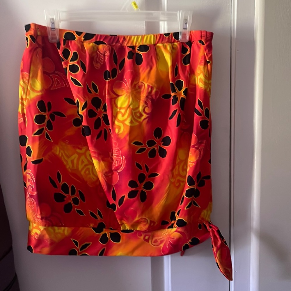 Ceeb Strapless Orange Tropical Tankini Top Size 14